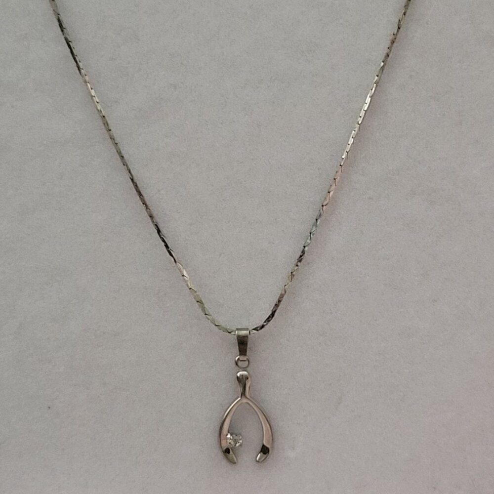 Vintage Sterling Silver Horseshoe Wishbone Necklace 18"
